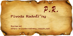 Pivoda Radvány névjegykártya